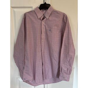 Southern Tide Button Down Shirt Long Sleeve‎ Pink Blue Plaid Men's Size Medium